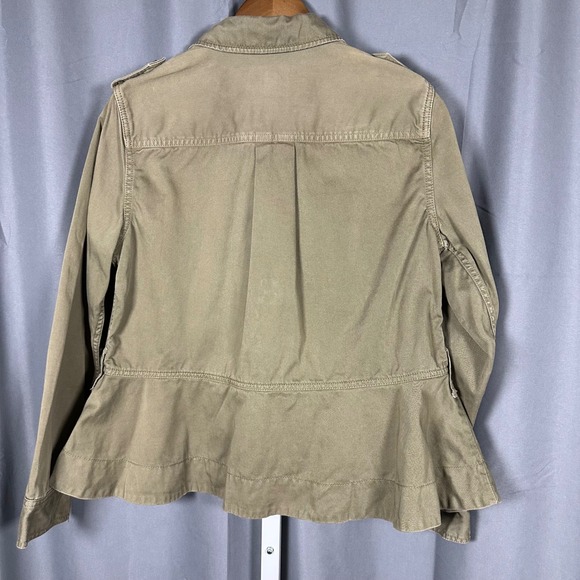 J. Crew Cropped Fatigue Jacket Olive Green Medium Peplum Casual No Belt - Picture 5 of 14